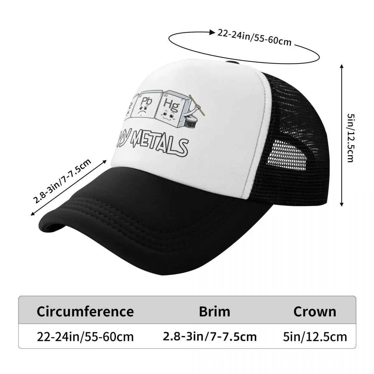 Men Women Heavy Metal Elements Rock Chemistry Trucker Hat Fashion Mesh Baseball Cap Hat Breathable Sports Cap Summer - Premium hats from Lizard Vigilante - Just $23.88! Shop now at Lizard Vigilante