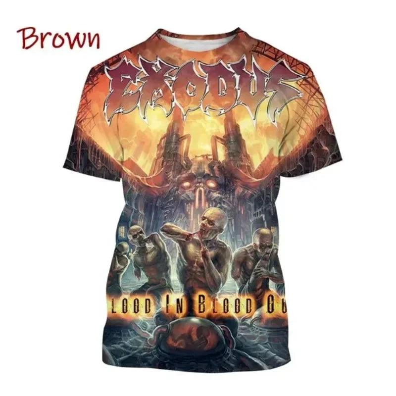 Metal Rock Exodus Band 3D Print O-Neck Tshirt Men Fashion Tees Casual Short Sleeve Oversized  Y2K Harajuku Unisex Clothing - Premium T-Shirt from Lizard Vigilante - Just $23.99! Shop now at Lizard Vigilante