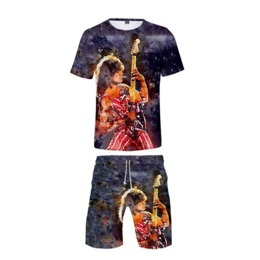 Eddie Van Halen T-Shirt & Shorts 2pc Set 3D Print Summer Short Sleeve and Beach Shorts Casual Sportswear - Premium  from Lizard Vigilante - Just $39.79! Shop now at Lizard Vigilante