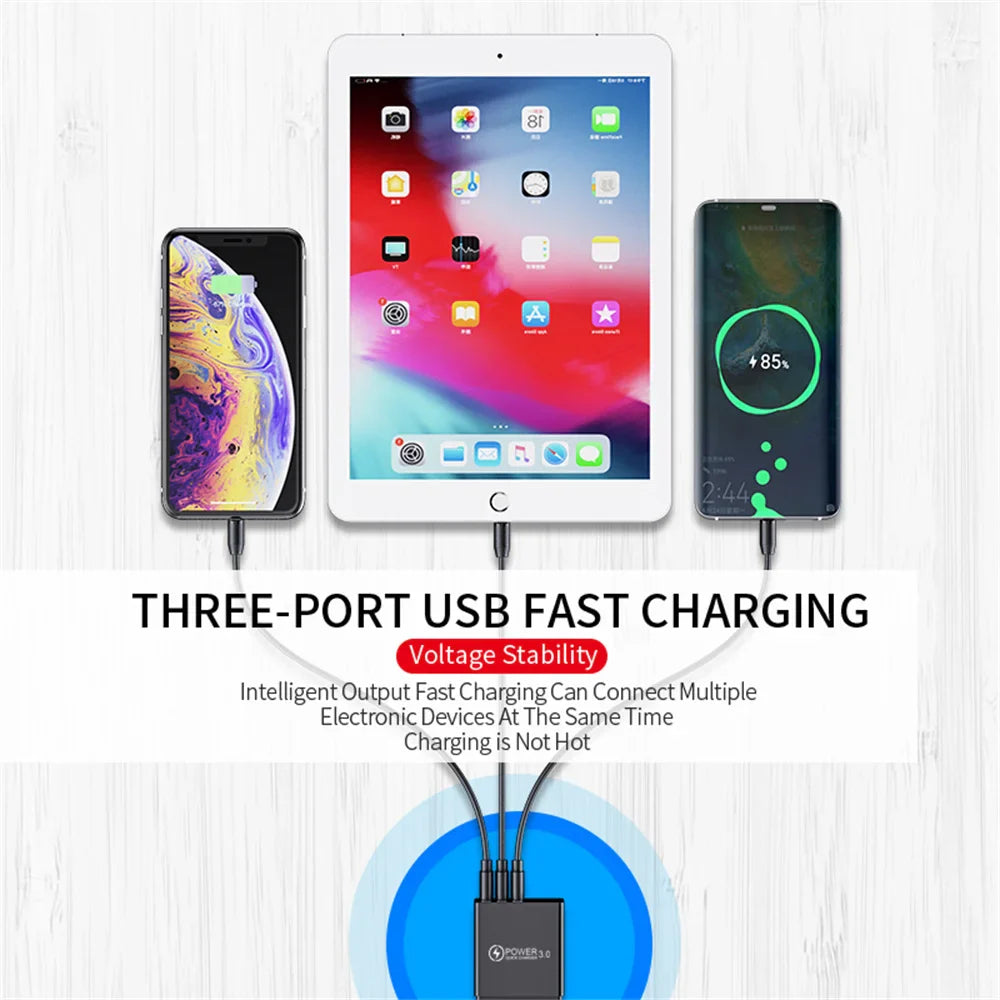 3.4A USB Charger Digital Display Quick Charge 3.0 Mobile Phone Chargers For iPhone Samsung Xiaomi Huawei Fast Charging Adapter