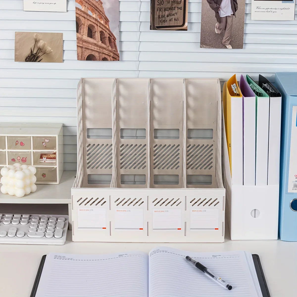 Detachable A4 Document Organizer - Desktop Bookshelf & File Holder, Durable PP Material, Office Supplies Storage Rack