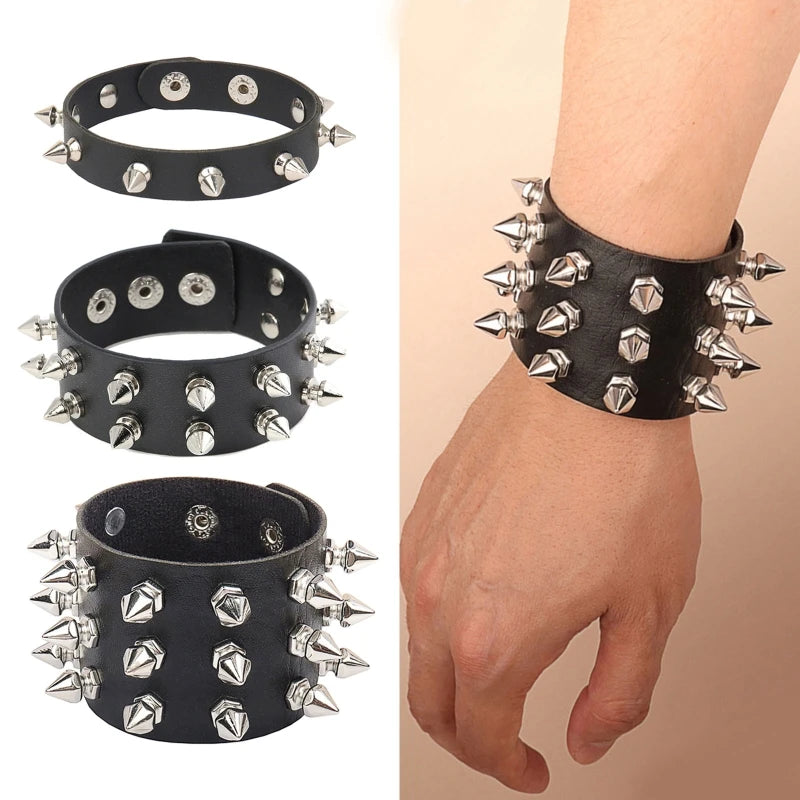 Punk Rivet Cuff Bracelet - Metal Edgy and Stylish - Premium Bracelet from Lizard Vigilante - Just $19.88! Shop now at Lizard Vigilante