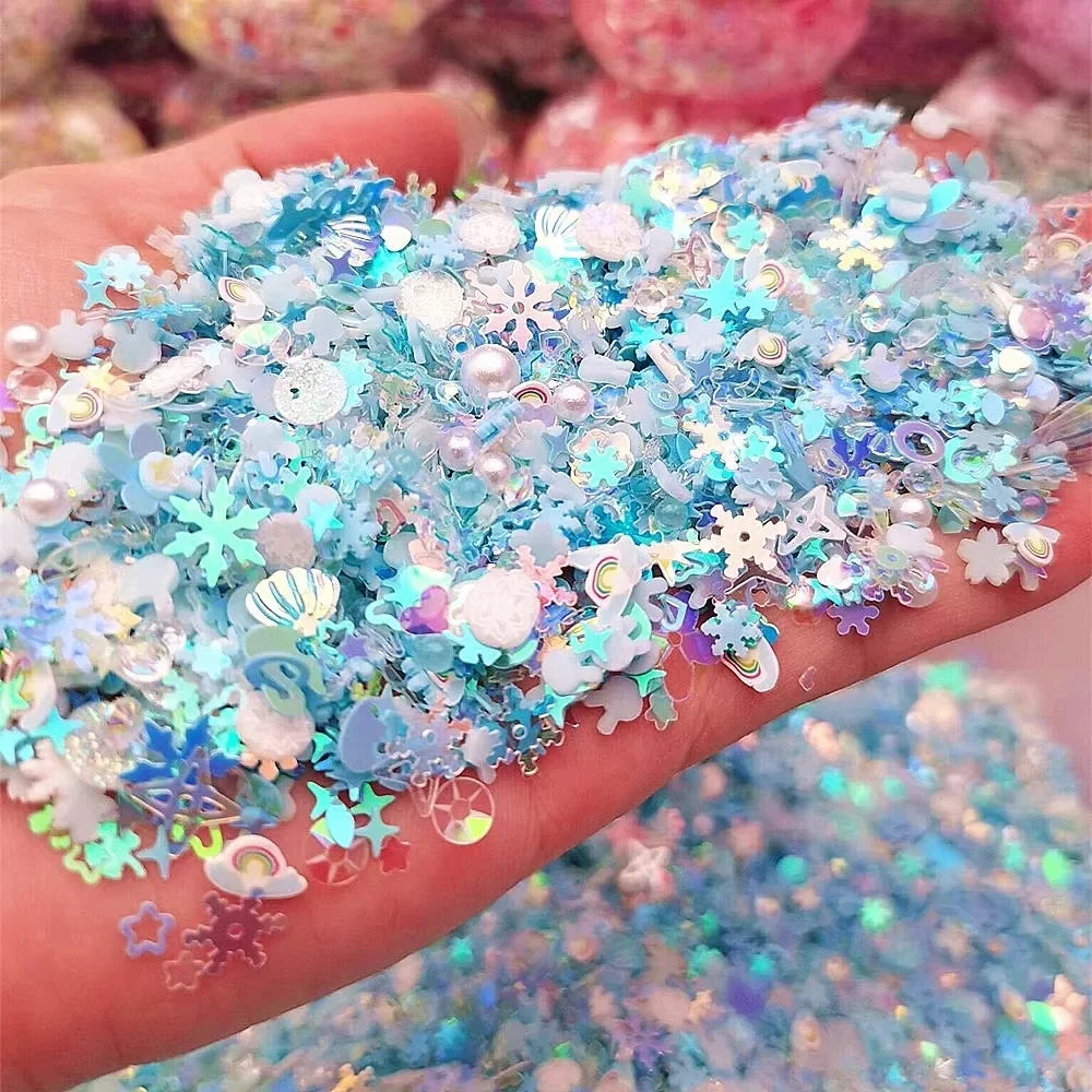 Luminous Nail Glitter Sequin Polymer Clay Mixed Flower Gillter Sequin Fluorescent Flake Glow In The Nail Art Manicure Decor