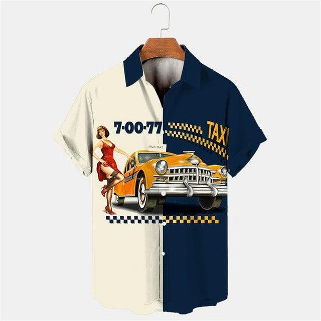 Feel The Freedom Route 66 Red White Blue 3D Printed Short Sleeve Lapel Shirt Fashion Style Racing 3D Print Short Sleeve Shirt - Lizard Vigilante