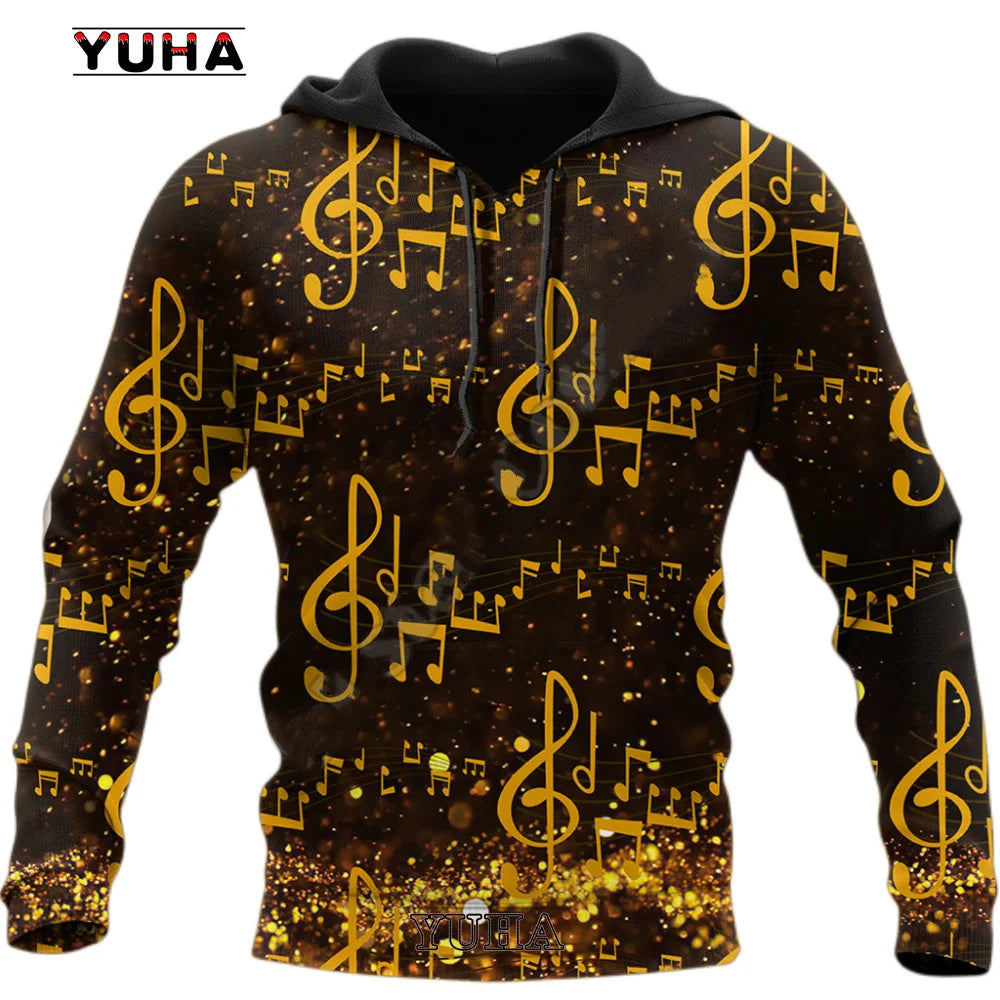 3D Musical Instrument Hoodie | Piano, Guitar, Trumpet & Violin Art Sweatshirt for Men & Women | Fun, Vibrant, & Casual Wear - Premium Long-sleeve hoodie t-shirt from Lizard Vigilante - Just $39.99! Shop now at Lizard Vigilante