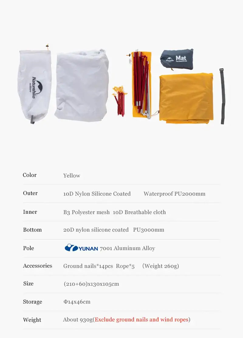 Naturehike Camping Tent Ultralight Portable Cloud Up 2Person 10D Upgraded Folding Backpack Waterproof Tent Travel Beach Tents