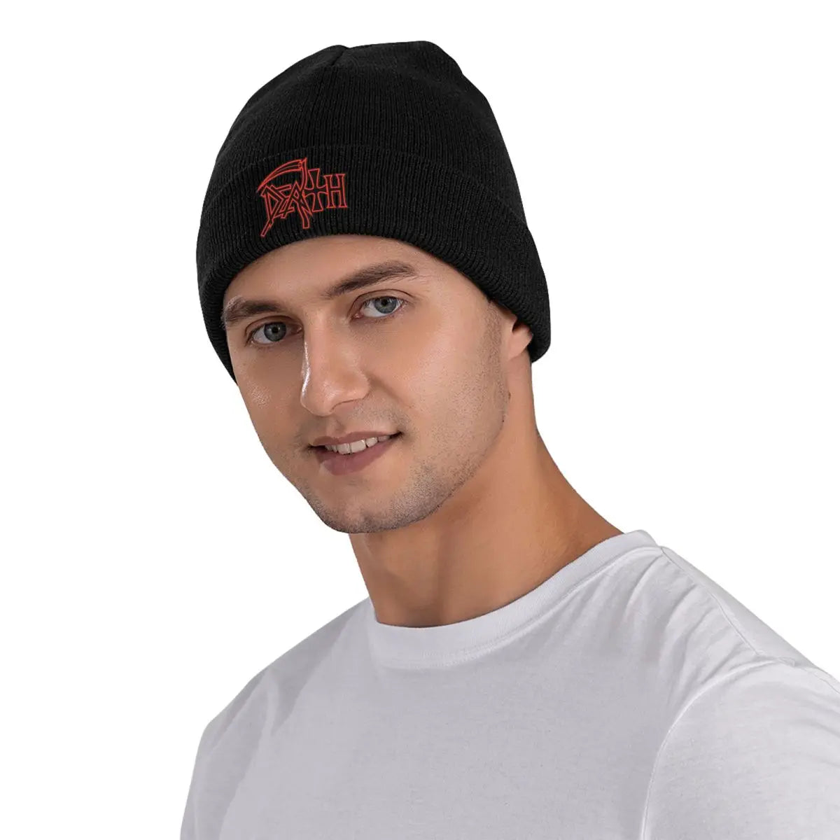 Death Metal Band Knitted Beanie – Unisex Autumn/Winter Acrylic Crochet Cap - Premium cap from Lizard Vigilante - Just $21.08! Shop now at Lizard Vigilante