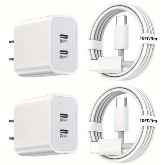 2-Pack 40W PD Fast Charger with 10FT USB-C to USB-C Cable - Premium phone charger from Lizard Vigilante - Just $31.88! Shop now at Lizard Vigilante