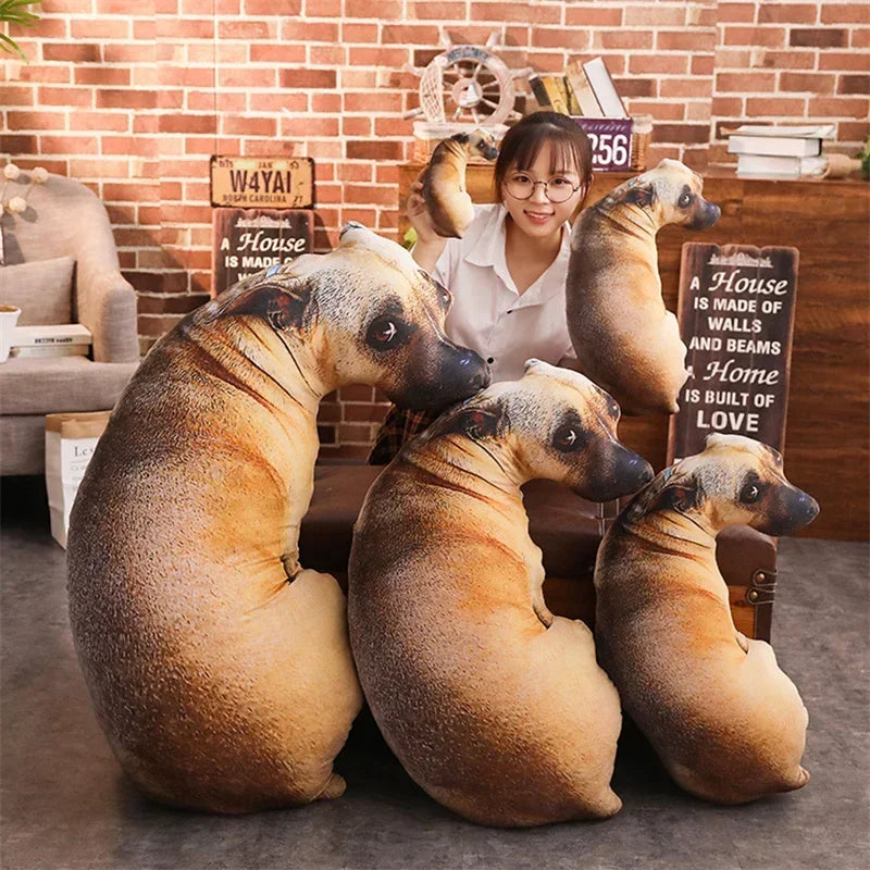 3D Dog Cushion Plush Body Throw Pillow Stuffed Doll Toy Realistic Dog Sofa Cushion Office Chair Decorative Home Creative Gift