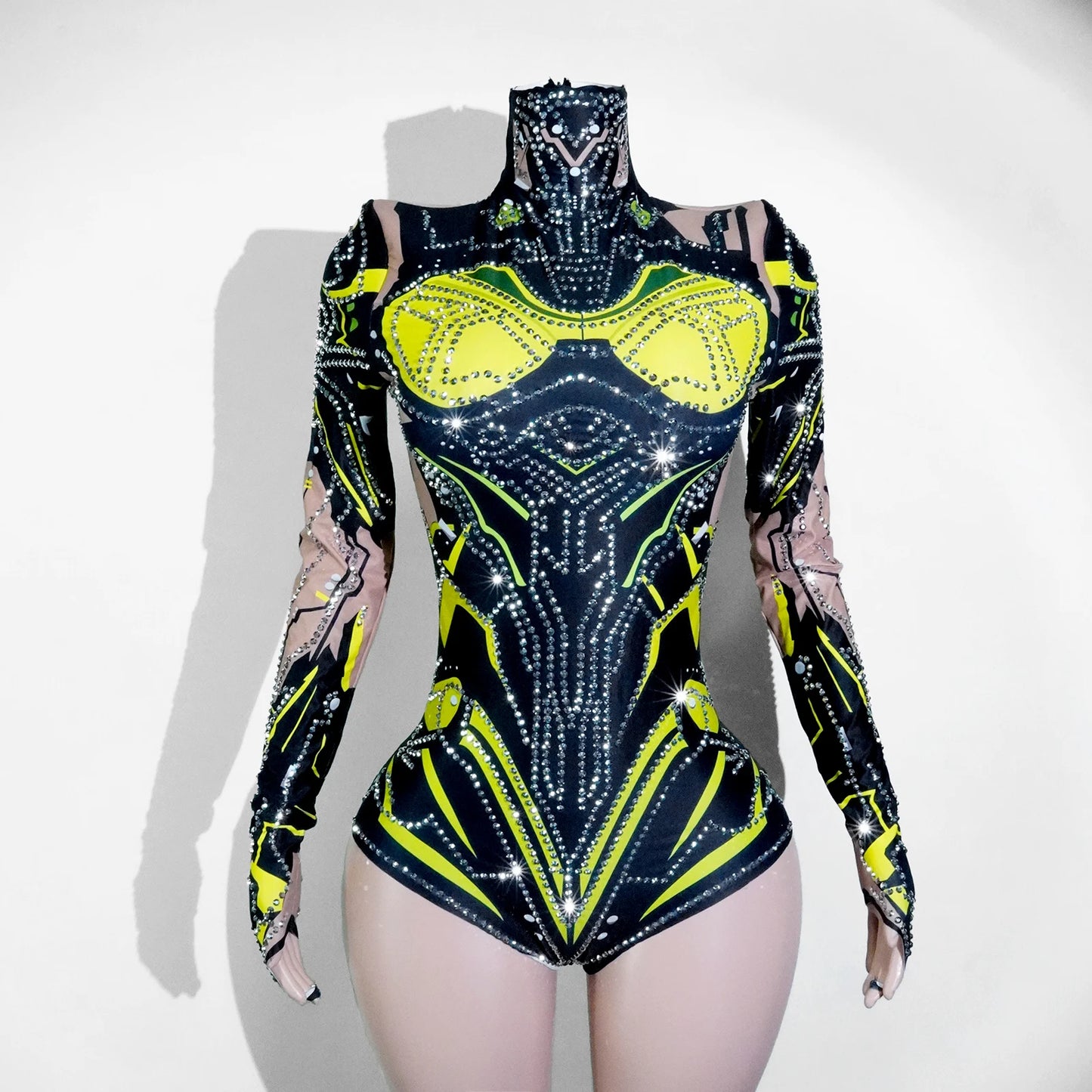💎 Toxic Glow Rhinestone Armor Bodysuit: The Stage Domination Skin