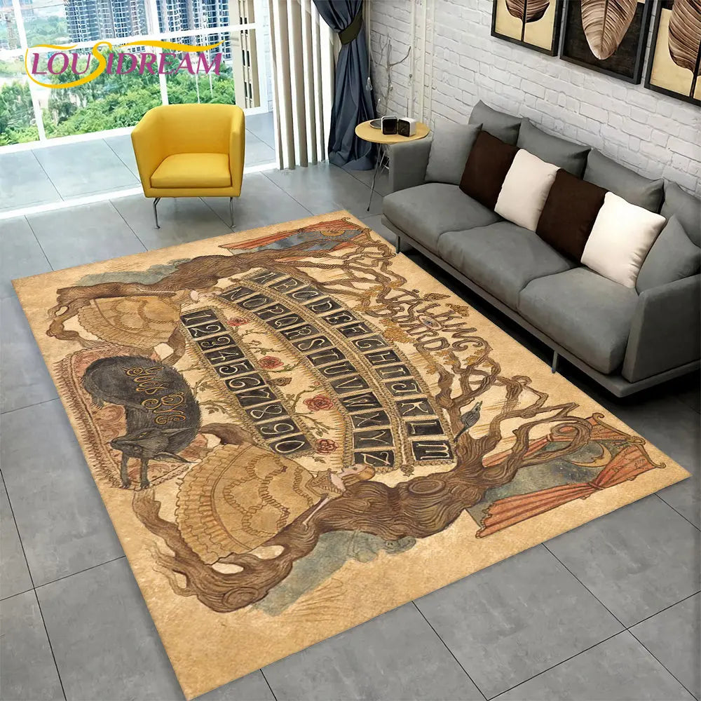 The Witchcraft Gothic Ouija Area Rug: LOUSIDREAM 3D Printed Tarot Carpet for Living Room & Bedroom