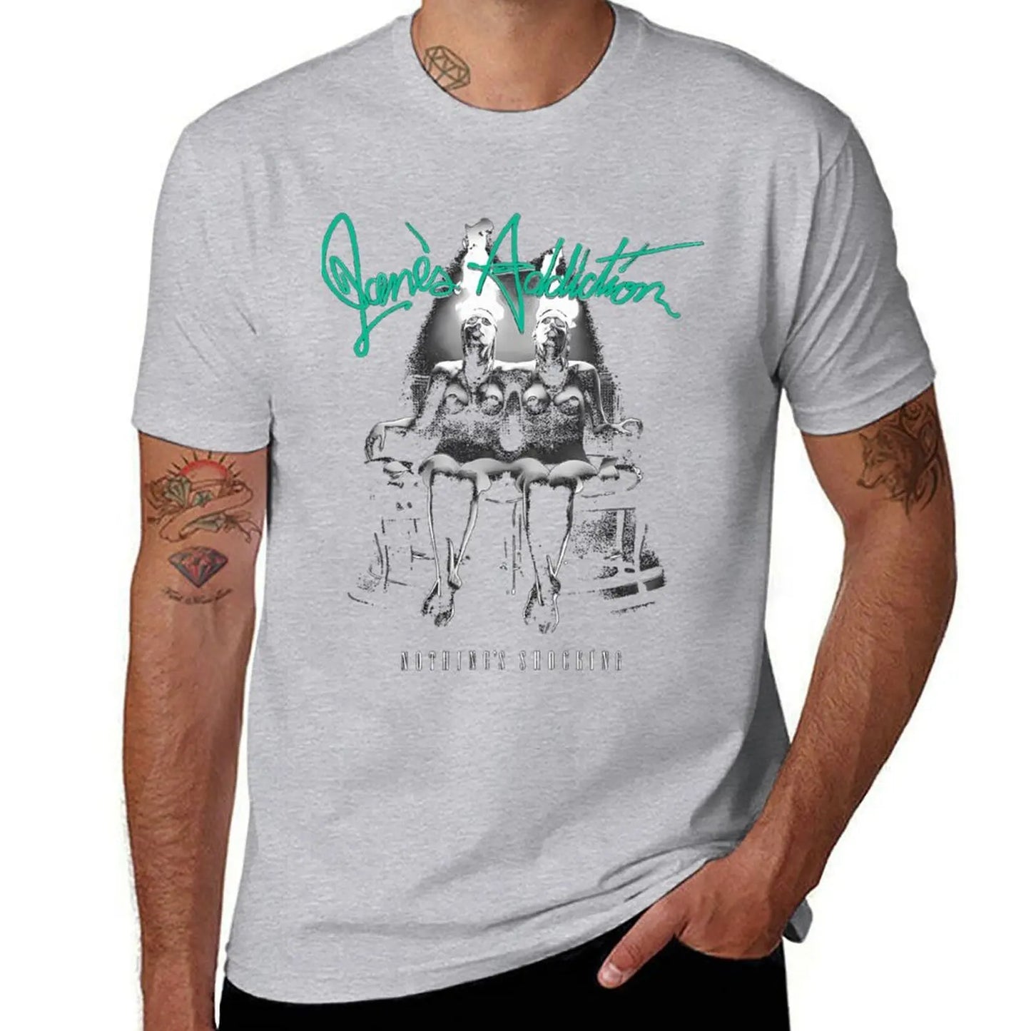 Jane's Addiction Band T-Shirt – Chic Hippie Style, Plus Size Casual Tee for Men – Blue Archive Print Short Sleeve Shirt - Premium T-Shirt from Lizard Vigilante - Just $19.99! Shop now at Lizard Vigilante