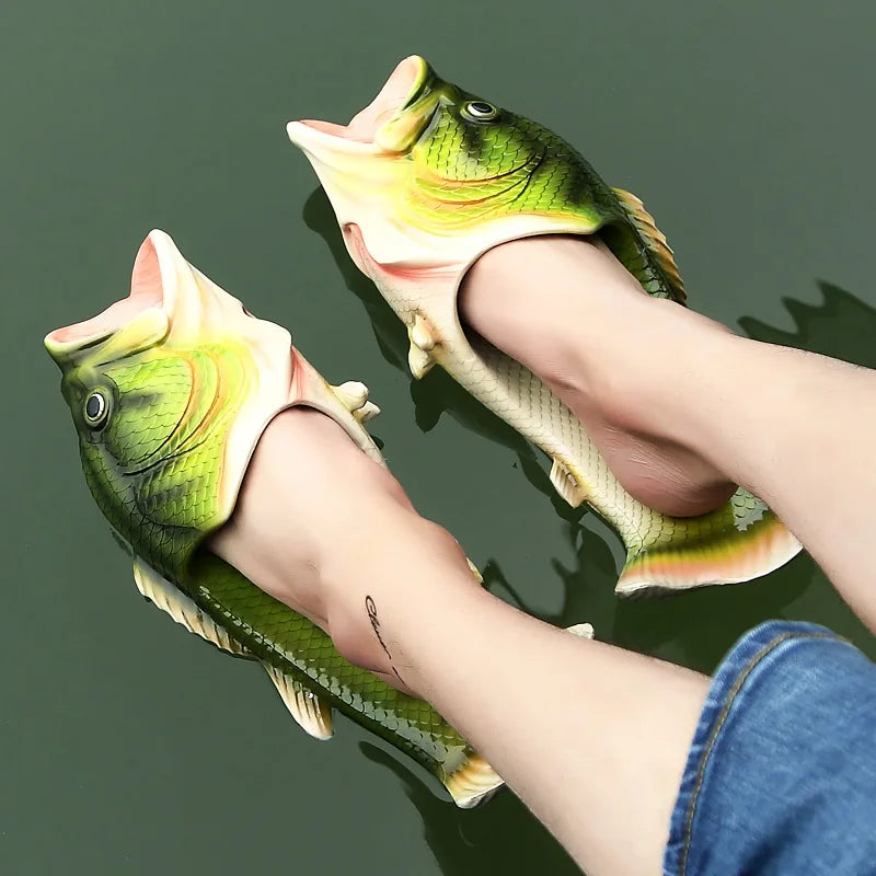 Funny Fish Slippers for Men & Women - Outdoor Couples Cartoon Animal Flip Flops, Plus Size 46-47 - Premium flip flops, Slides from Lizard Vigilante - Just $29.99! Shop now at Lizard Vigilante