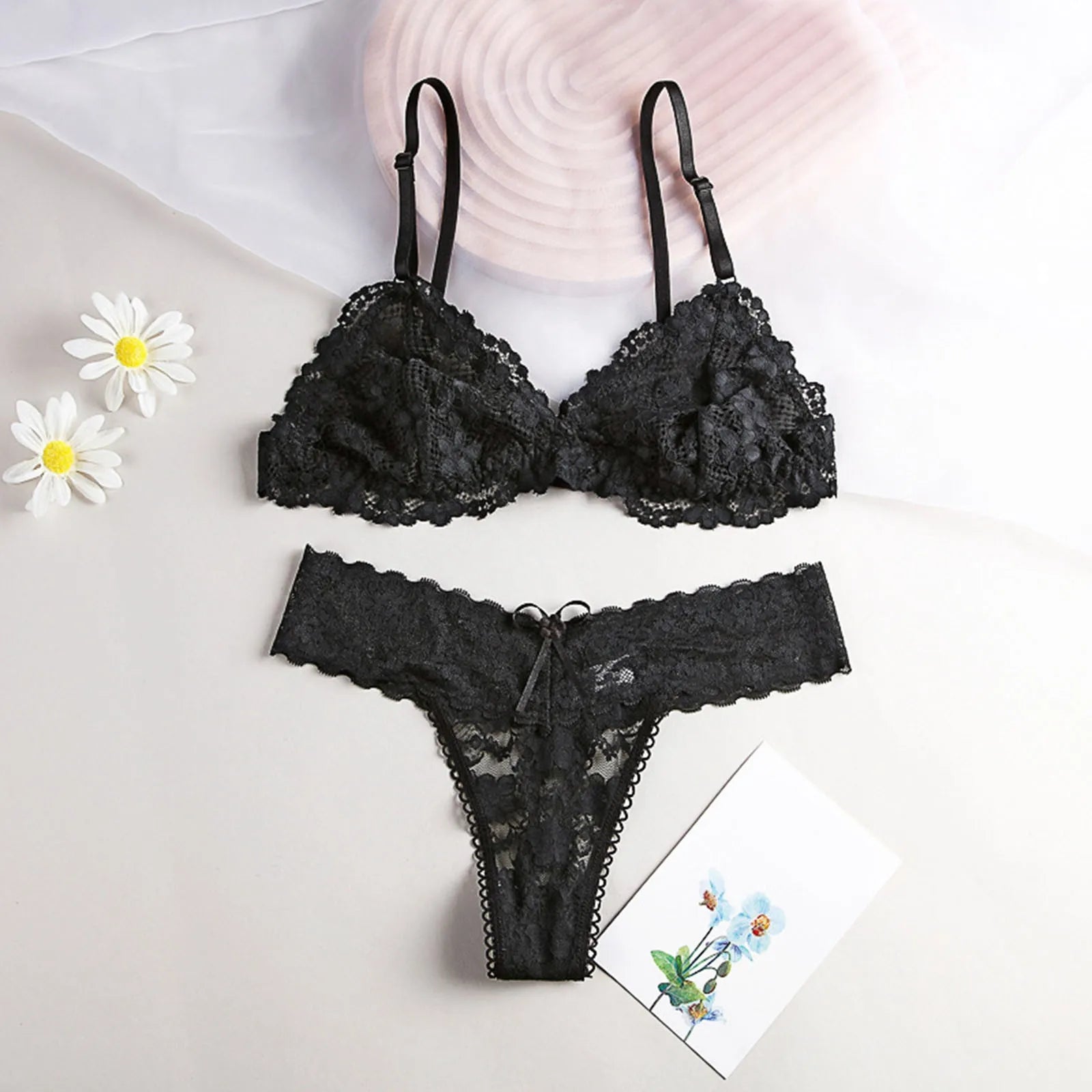 Sexy V Neck Female Comfortable Underwear Floral Lace Lingerie Backless Lanyard Hollow Out Underwear Suit Lenceria Para Damas - Premium  from Lizard Vigilante - Just $2.99! Shop now at Lizard Vigilante