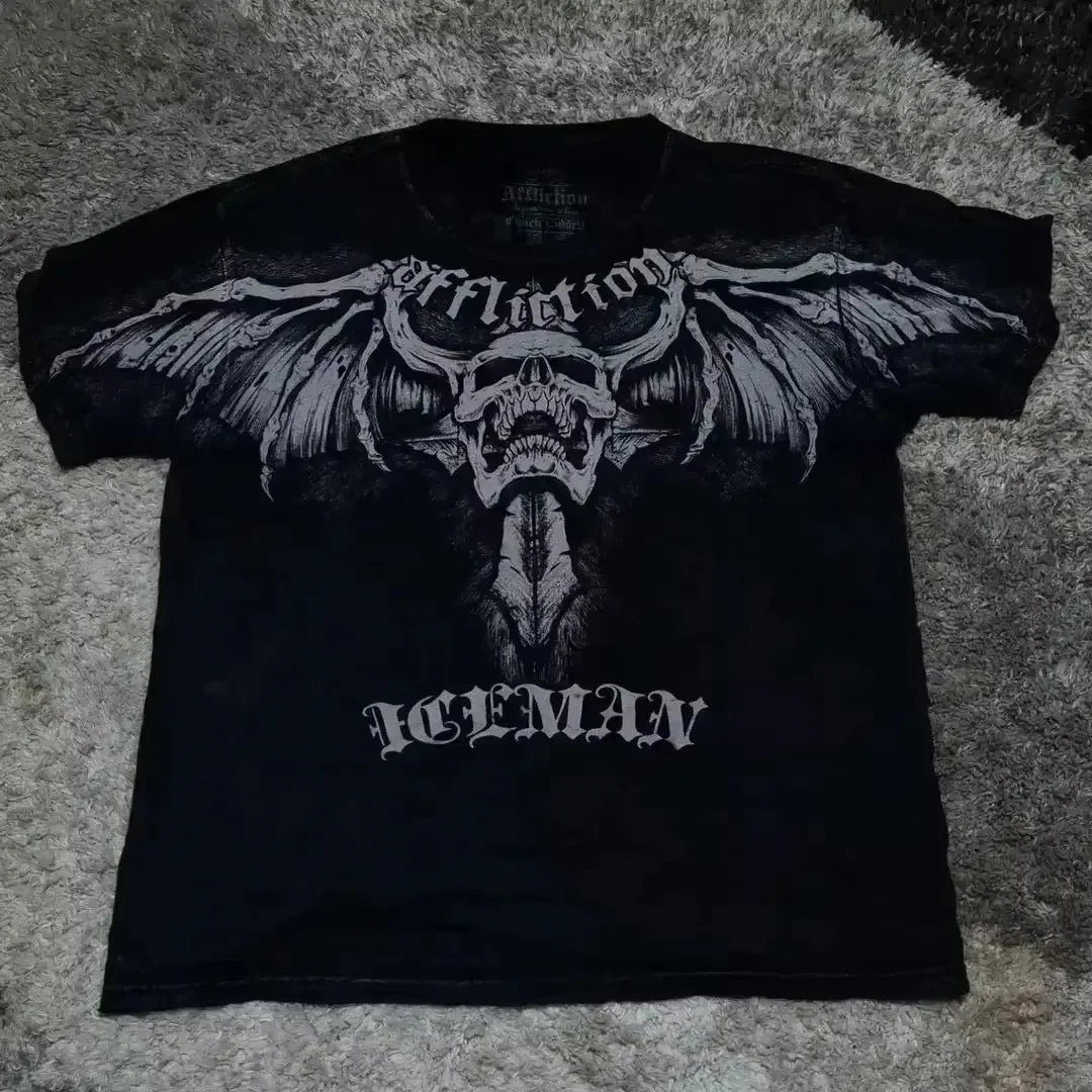 Y2K Gothic Graphic Oversized Tee – 2000s High Street Cotton Streetwear - Premium tee from dsers - Just $58.99! Shop now at Lizard Vigilante