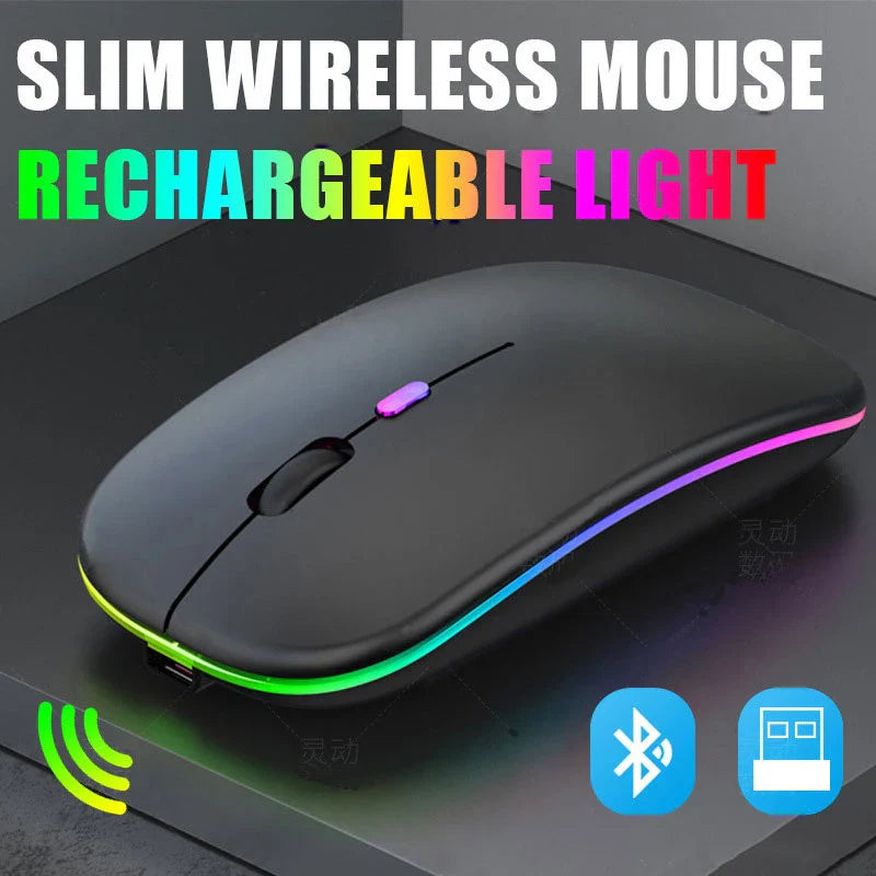 Wireless Mouse Gaming Mouse Backlight USB Compatible RGB Rechargeable Mice Silent Backlit Ergonomic Gaming Mouse for Laptop PC
