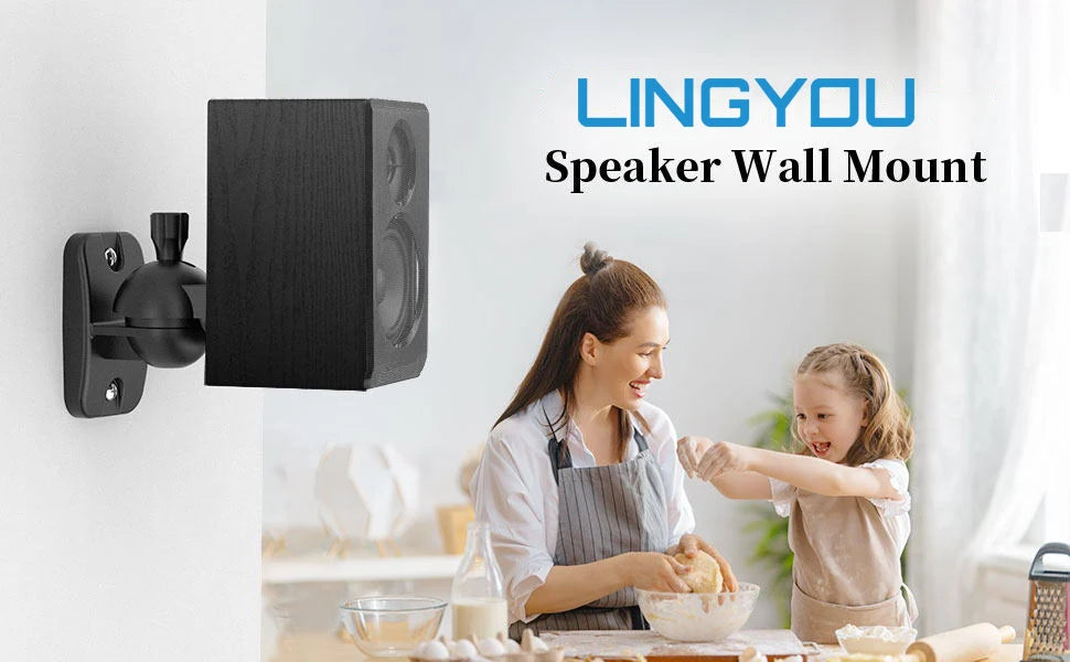 LINGYOU Universal Surround Sound Speaker Wall Mount Bracket for Home Theater with Rotatable and Adjustable Angle 2Pcs/Pair - Premium  from Lizard Vigilante - Just $24.99! Shop now at Lizard Vigilante