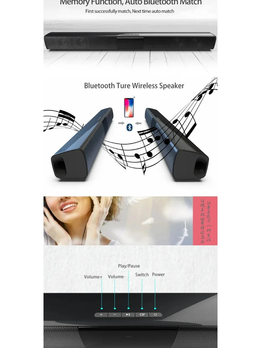 Powerful Wireless Bluetooth Speaker for Home Theater Computer TV Car Sound Box Soundbar Heavy Bass Subwoofer Radio caixa de som