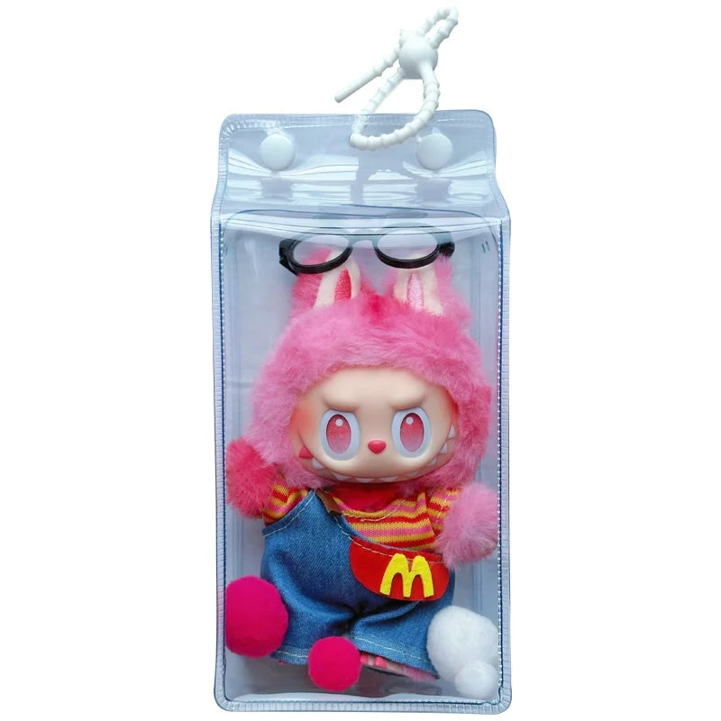 Labubu Fully Transparent Square Walking Bag Labubu Sitting Posture Protective Cover Labubu Protective Cover Display Bag Fashion