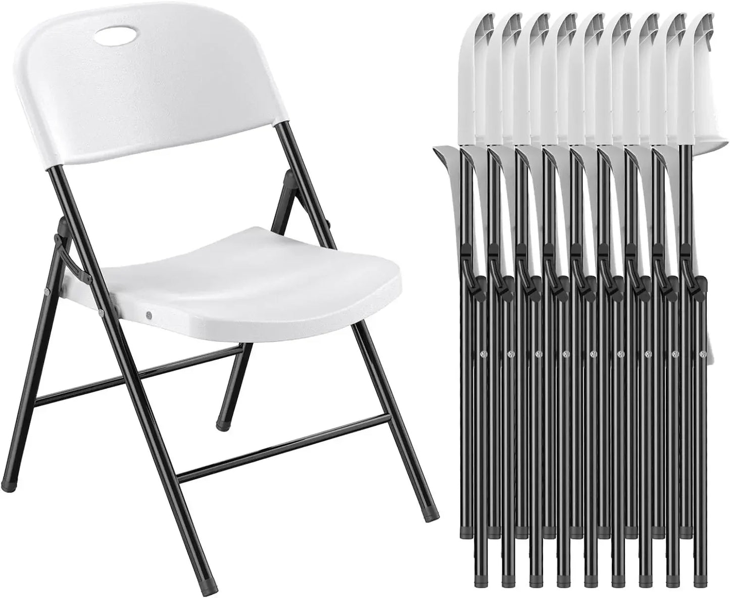 10-Pack Heavy Duty 650 lb Capacity Folding Chairs with Reinforced Steel Frame - Durable Plastic Seating for Indoor & Outdoor Events - Premium folding chairs from Lizard Vigilante - Just $388.88! Shop now at Lizard Vigilante