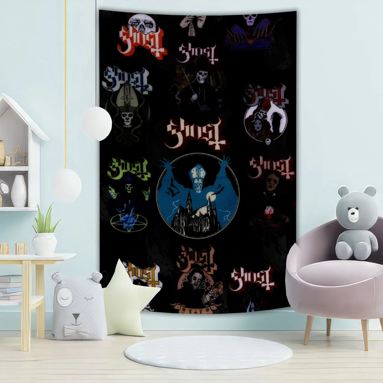 Ghost Tapestry - Underground Metal Pop Singer Rock Banner Flags, 100% Polyester Wall Hanging - Premium tapestry from Lizard Vigilante - Just $11.99! Shop now at Lizard Vigilante