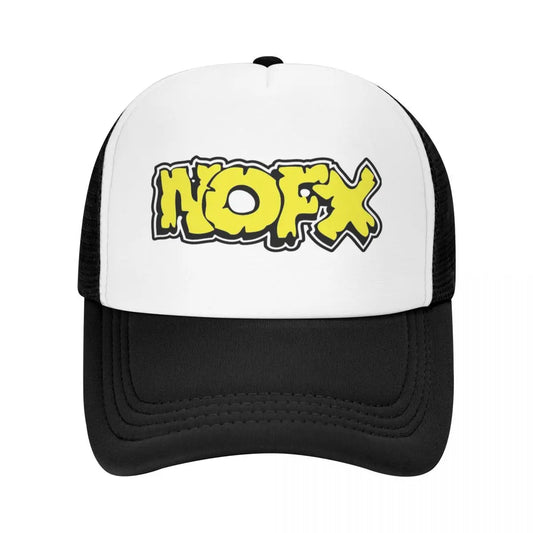 NOFX Punk Band Logo Foam Mesh Trucker Hat | Adjustable Summer Rock Music Baseball Cap | Breathable Mesh-Back Unisex Outdoor Sun Protection Hat - Premium Hat from Lizard Vigilante - Just $23.88! Shop now at Lizard Vigilante