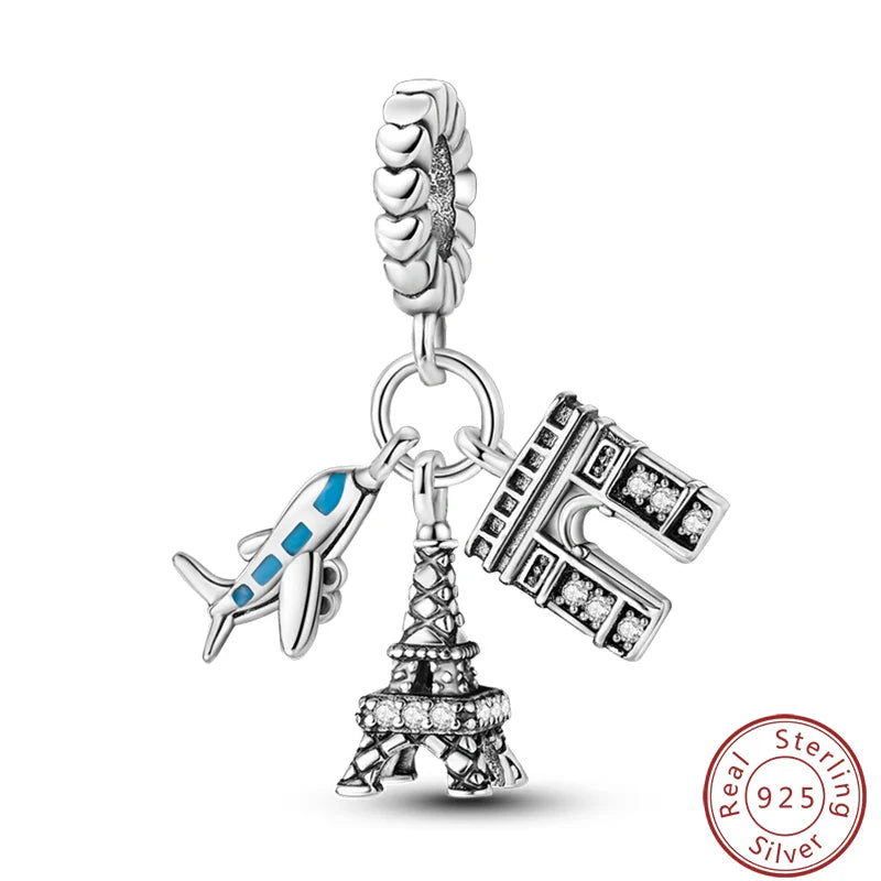 S925 Sterling Silver Princess Golf Hamster Camera Travel Three Piece Set Charms Beads 3mm DIY Fine Jewelry Making