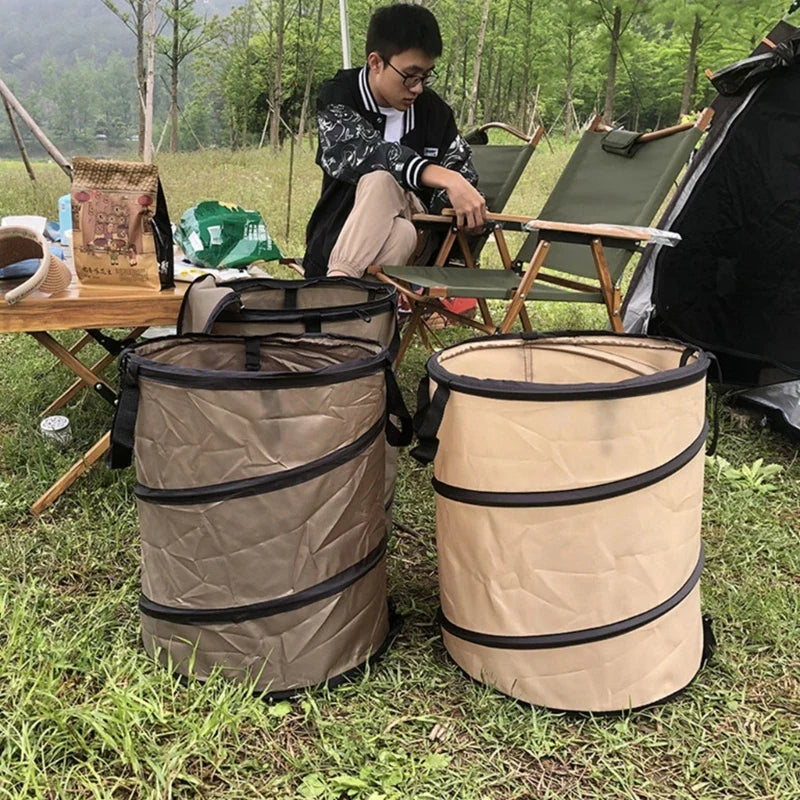 Folding Camping Trash Can Reusable Yard Waste Bag Portable Garbage Bin Container Dropshipping