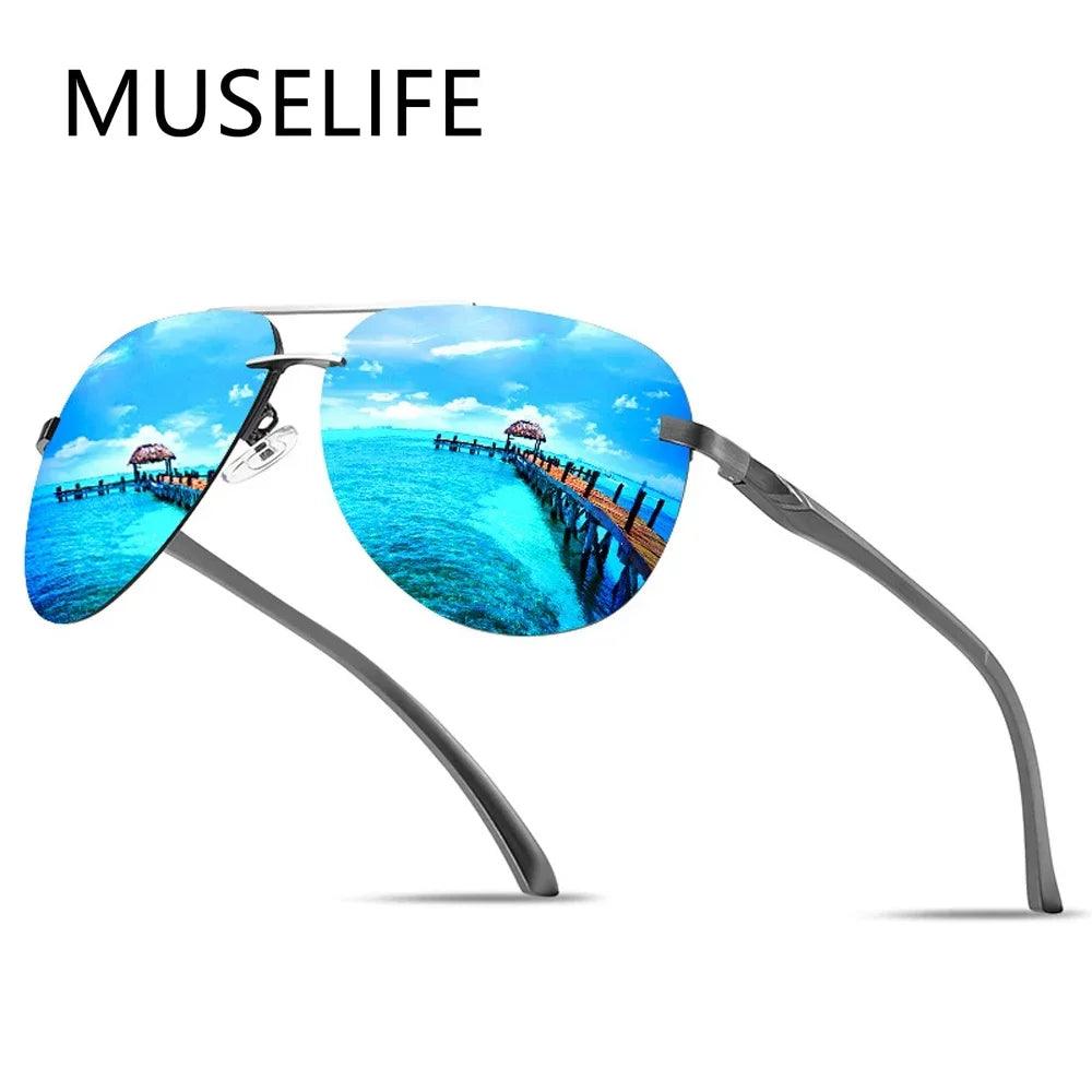 New Polarized Men Sunglasses Classic Driving Sun Glasses Metal Frame Mirror Lens Sunglasses Men/Women - Lizard Vigilante