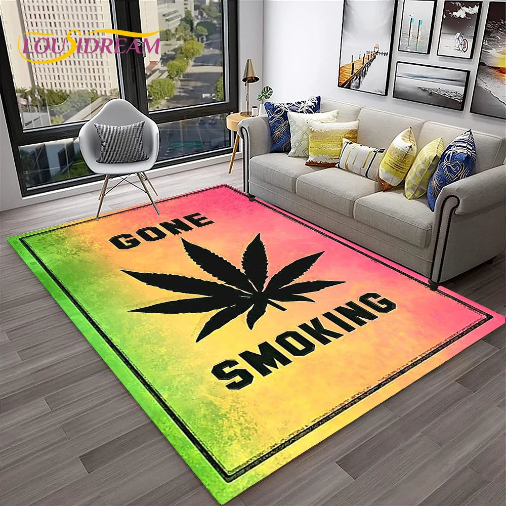 High Voltage Maple Leaf Lounge Rug – 3D Printed Non-Slip Weed Art Carpet For Living Rooms, Studios And Late-Night Plots
