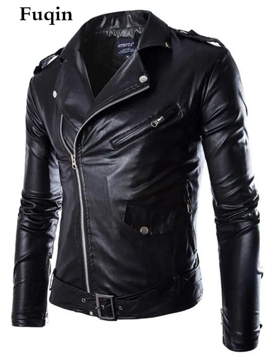 Real Leather Jacket For Men Rock Street Zipper Belt Coat Motorcycle Warm Fall  Jackets British Fashion Man PU Leather Clothing - Premium leather jacket from Lizard Vigilante - Just $64.99! Shop now at Lizard Vigilante