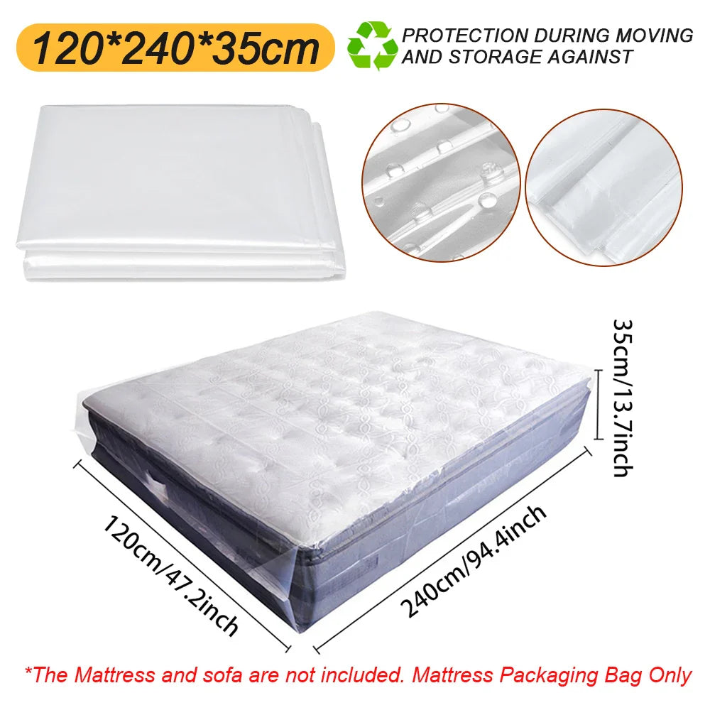 150/200x240x35cm Mattress Protector Packaging Bag Moisture-proof Dust Cover Thickness 0.08mm PE Transparent Moving Home Storage