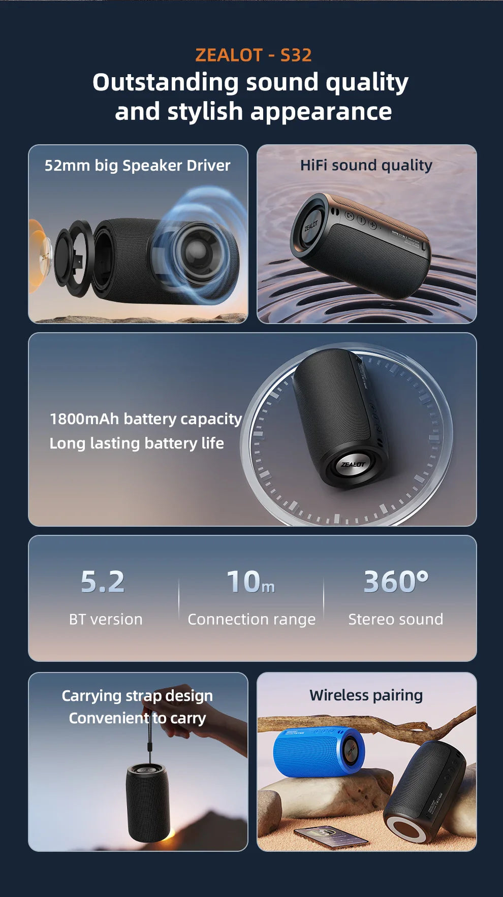 Subwoofer Bluetooth Speaker Portable Mini Wireless Woofer Small Waterproof AUX PC Computer Powerful Sound Box Music Caixa De Som