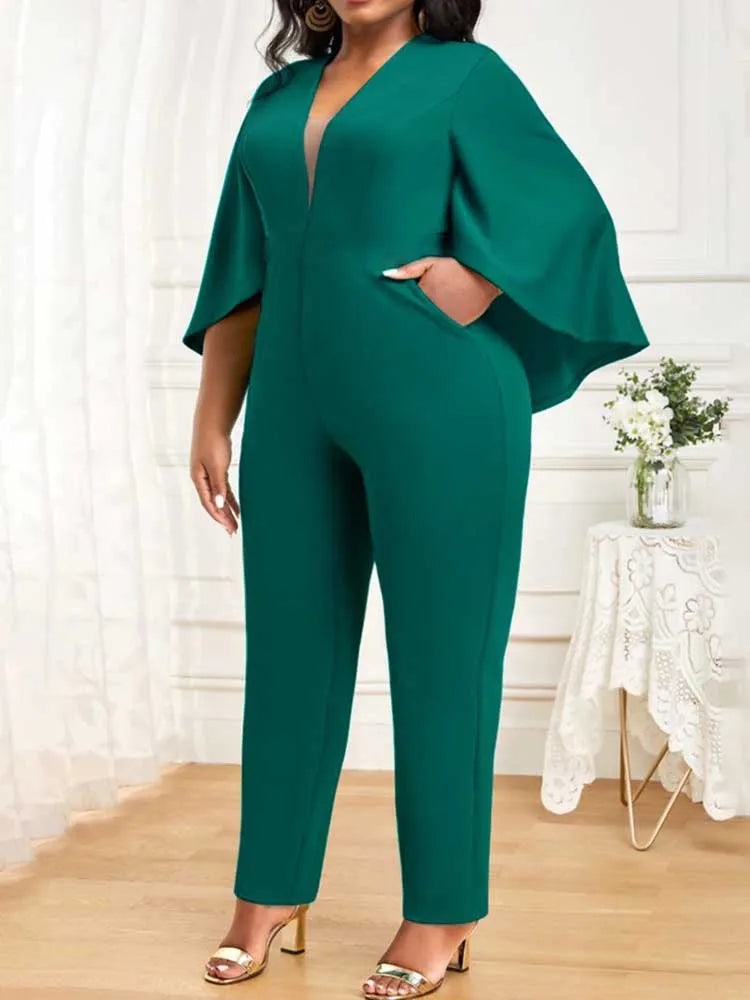 Elegant Batwing Sleeve Jumpsuit - Sophisticated Style - Premium jumpsuit from Lizard Vigilante - Just $46.66! Shop now at Lizard Vigilante