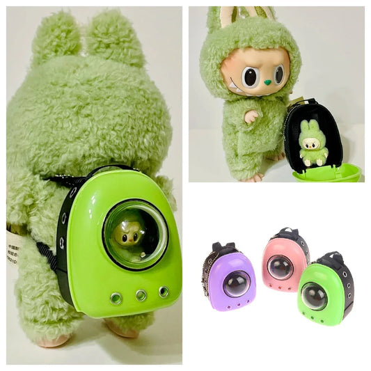Labubu Doll Canvas Backpack Simulation Pet Bag for 15/17cm Dolls Cute Doll Accessories