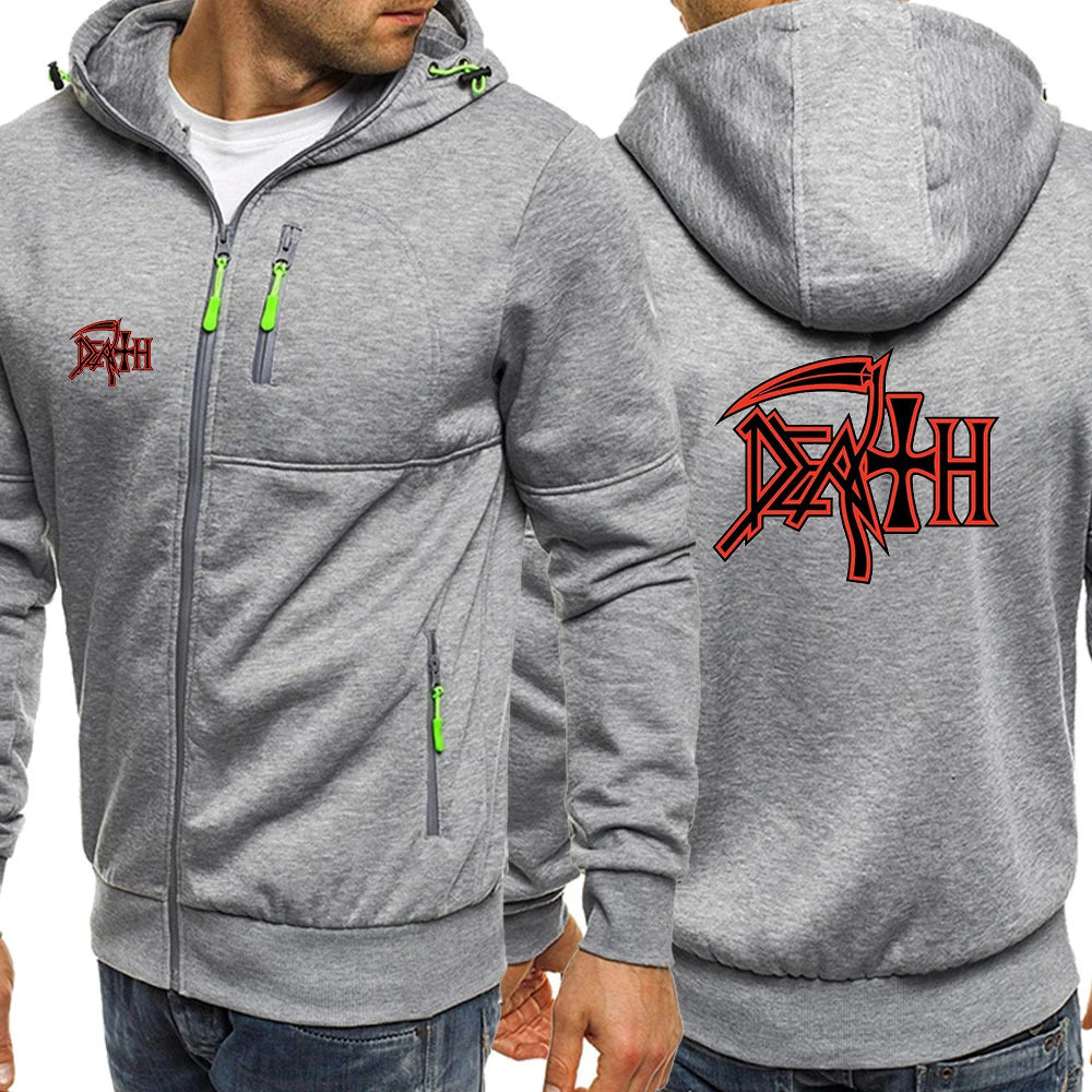 Death Rock Band Heavy Metal Printed Men's Zipper Hoodie – Fleece Sweatshirt for Spring & Autumn - Premium hoodie from Lizard Vigilante - Just $38.99! Shop now at Lizard Vigilante