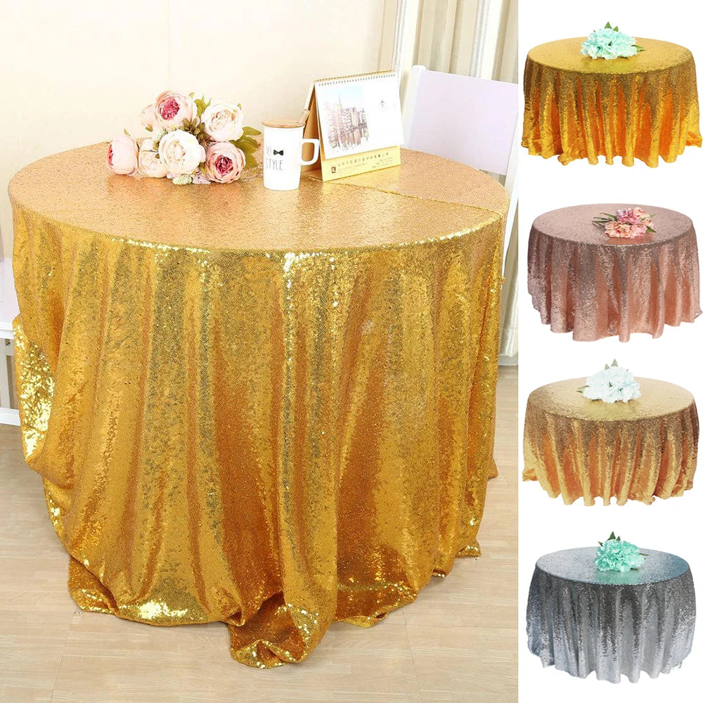 Glitter Sequin Round Tablecloth Party Table Cloth Cover for Events Wedding Party Christmas Decoration Rose Gold Silver 60-330cm - Premium tablecloth from Lizard Vigilante - Just $7.99! Shop now at Lizard Vigilante