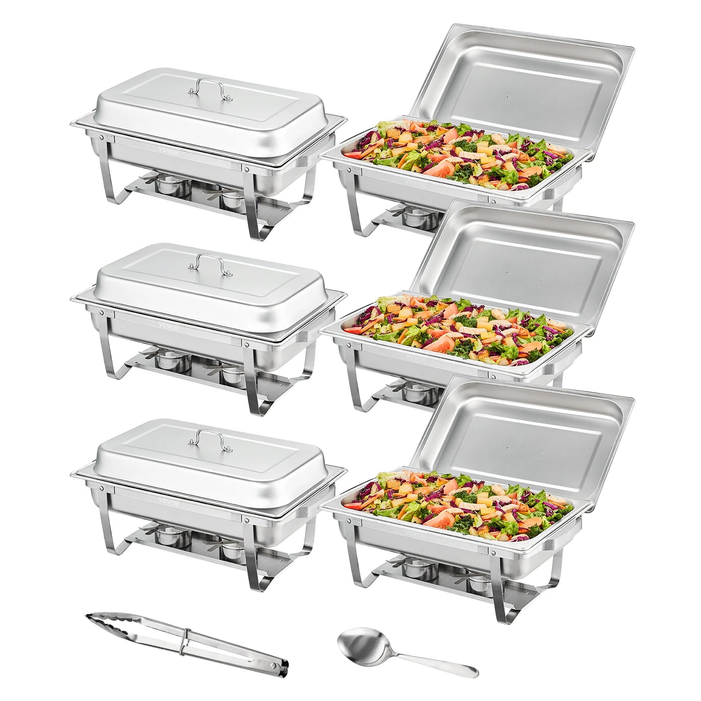 VEVOR 2/4/6 Packs 8QT Rectangle Chafing Dish w/ Full Size Pans Buffet Catering Warmer Server Folding Stand Fuel Holder Tray - Premium  from Lizard Vigilante - Just $143.99! Shop now at Lizard Vigilante