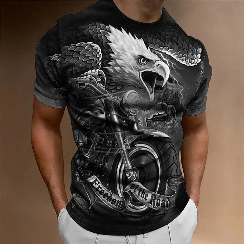 Eagle Motorcycle Retro T-Shirt | Vintage Bike Tee - Premium T-Shirt from Lizard Vigilante - Just $22.99! Shop now at Lizard Vigilante