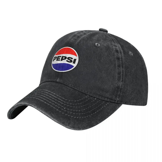 Vintage '69 Pepsi Logo Denim Baseball Cap – Casual Unisex Adjustable Trucker Hat for Rock, Summer, and Sun Protection - Premium Baseball cap from Lizard Vigilante - Just $19.88! Shop now at Lizard Vigilante