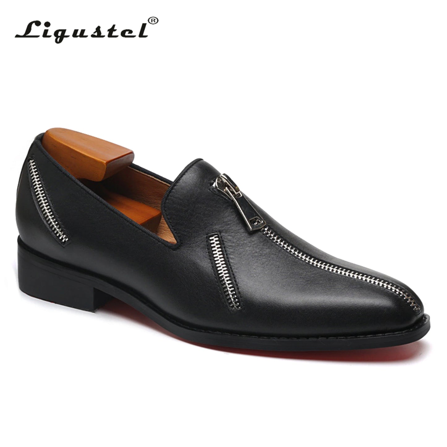 Ligustel Man Original Handmade Red Bottom Shoes Men Fashion Wedding Party Black Leather Loafers Shoes for Men with Plus Size - Premium  from Lizard Vigilante - Just $139.99! Shop now at Lizard Vigilante