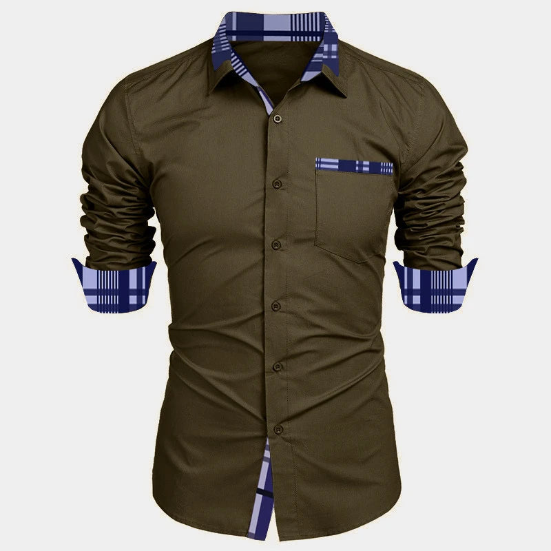 Men’s Long-Sleeved Business Shirt | XS-6XL | Soft Fabric | Loose Fit Office Wear - Premium shirt from Lizard Vigilante - Just $23.88! Shop now at Lizard Vigilante