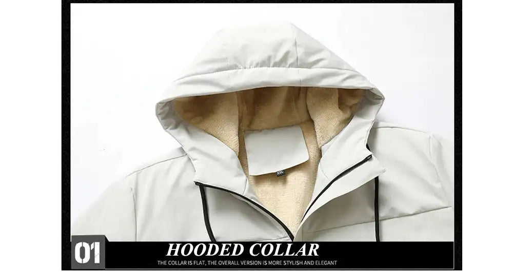 Winter Men's Warm Padded Jackets Fashion Men Fleece Lined Thermal Hooded Coats Men Mountain Ski Windbreaker Jackets Clothing
