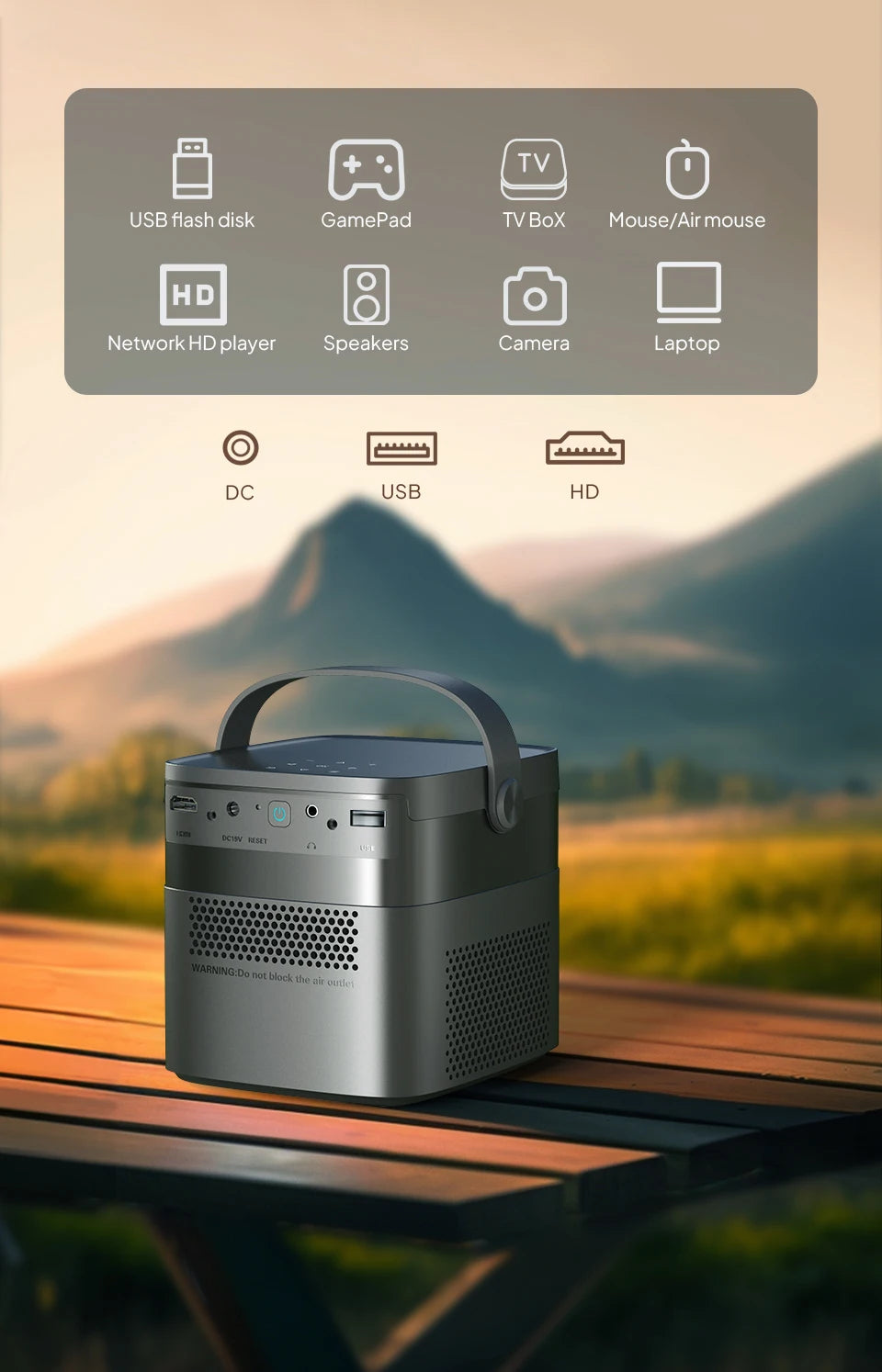 VEVSHAO V50 Portable Projector 4K 3D WiFi Full HD1080P Built-in 2 x 10W Speakers Home Theater Projectors With15000mAh Battery - Premium  from Lizard Vigilante - Just $588.99! Shop now at Lizard Vigilante