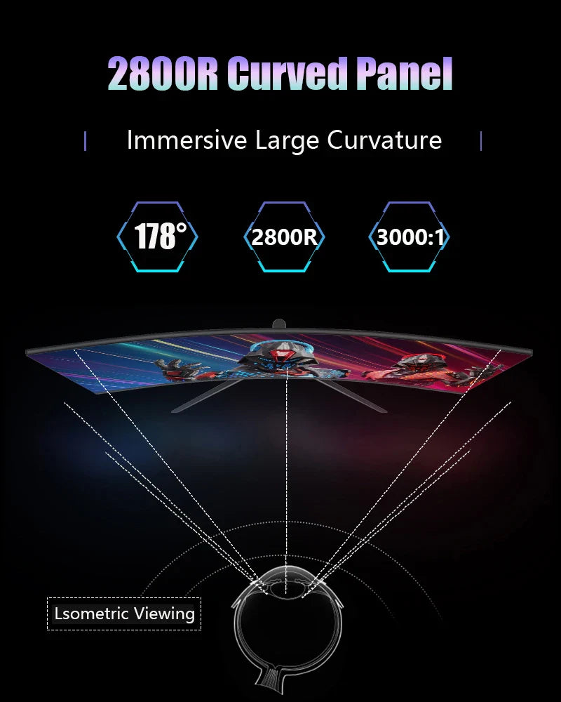 27 Inch VA 165hz Monitors Gamer 1MS 2K QHD 144hz Gaming Monitors PC LCD Curved Screen Monitor for Desktop Displays HDMI DP