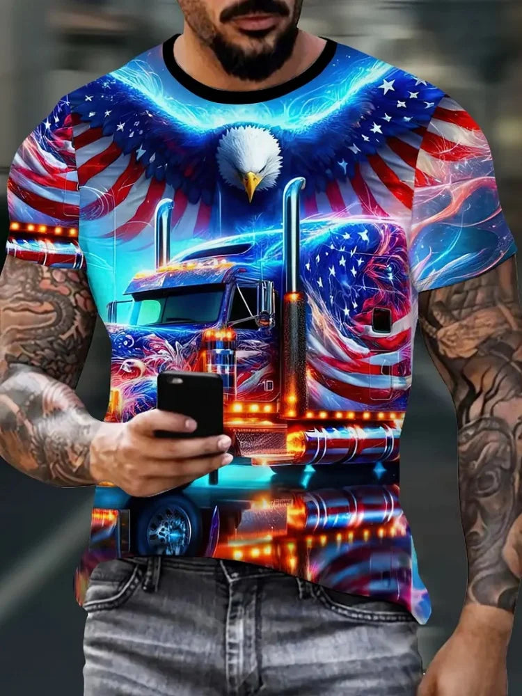 FREEDOM TALON // 3D Screaming Eagle Tee – Summer Casual Patriot Grind Edition - Premium tee from dsers - Just $14.99! Shop now at Lizard Vigilante
