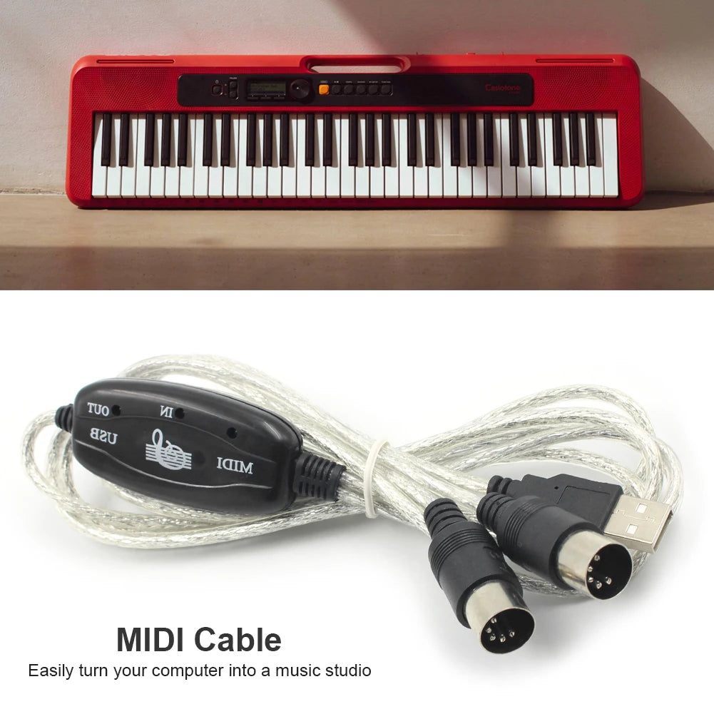 Professional USB IN-OUT MIDI Cable Adapter – Connect PC to Electronic Keyboard & Musical Instruments - Premium  from Lizard Vigilante - Just $20.99! Shop now at Lizard Vigilante