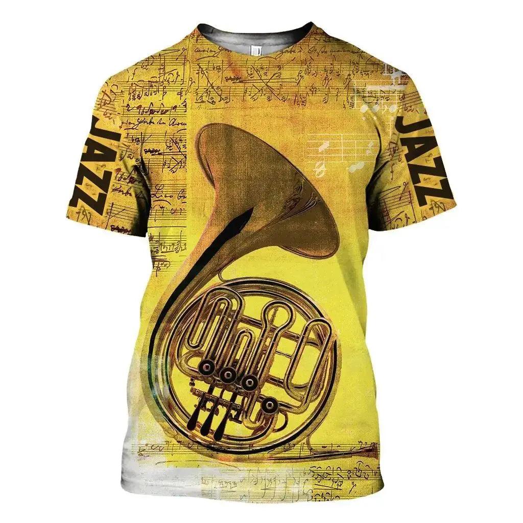 Summer Men's Fashion 3d Printed T-Shirt Gibson Guitar Saxophone TurnTable Classic Tee O Collar Short Sleeve Hip Hop Fun Plus Size Breathable Top - Lizard Vigilante