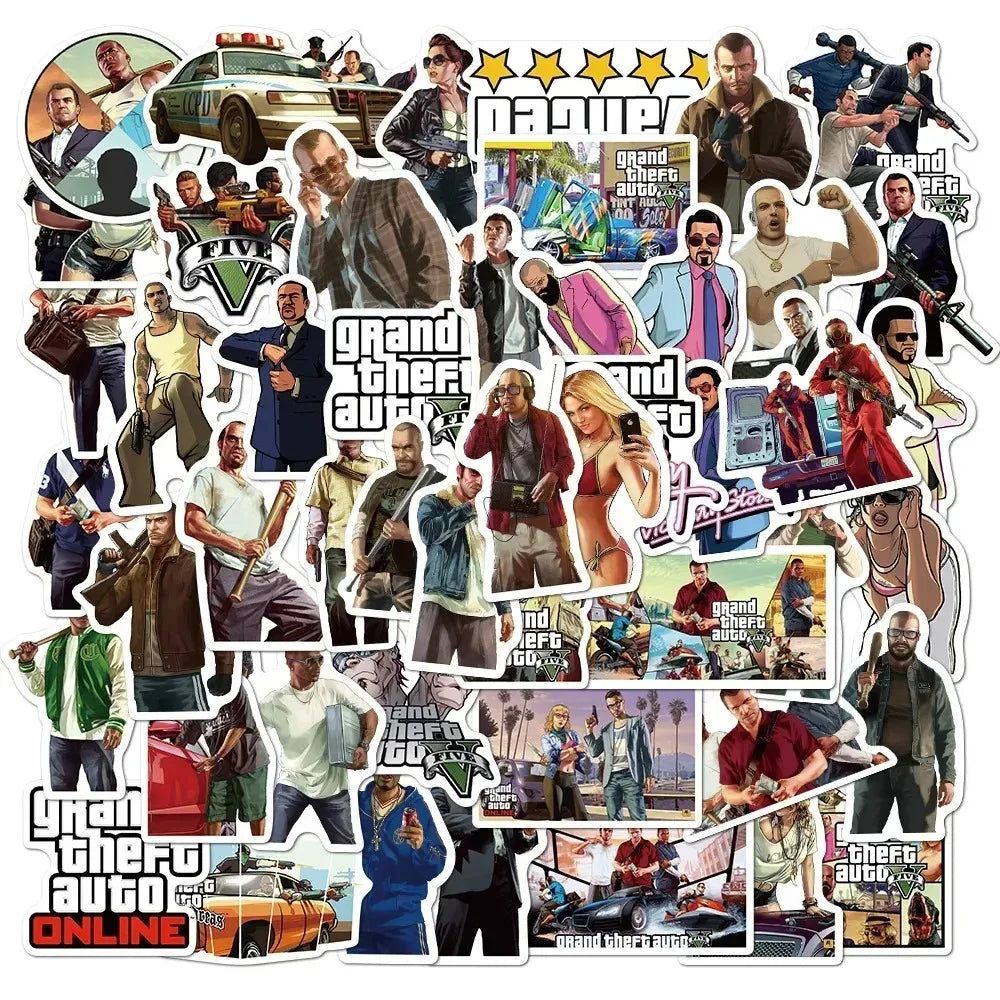 50 Pcs Game GTA Stickers – Unleash Your Creativity! - Premium stickers from Lizard Vigilante - Just $14.99! Shop now at Lizard Vigilante