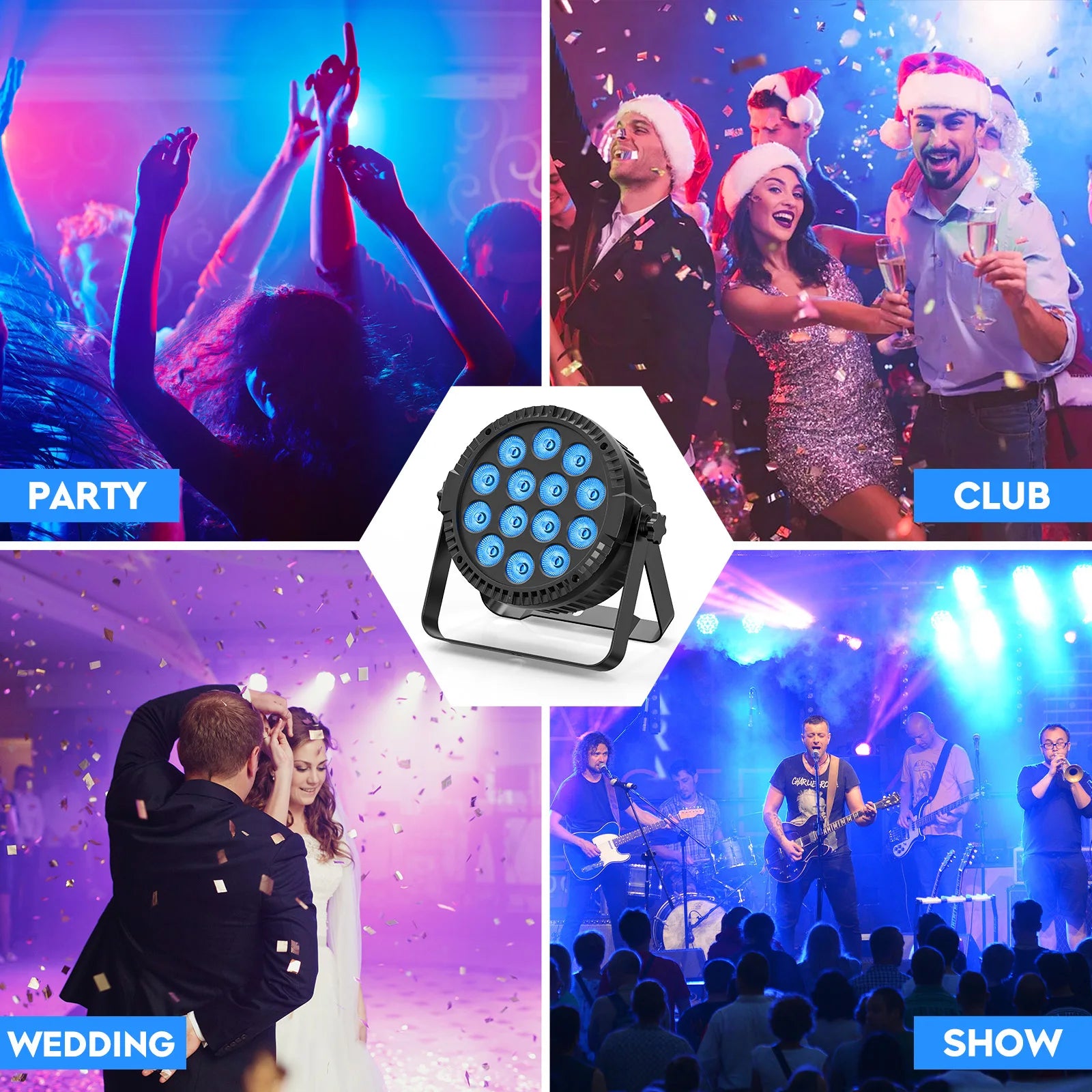 U'King 4PCS 80W Par Light 4in1 RGBW 14 LED Stage Effect Light DMX512 Remote Control Flat Light for KTV DJ Disco Bar Stage Light - Premium  from Lizard Vigilante - Just $118.99! Shop now at Lizard Vigilante